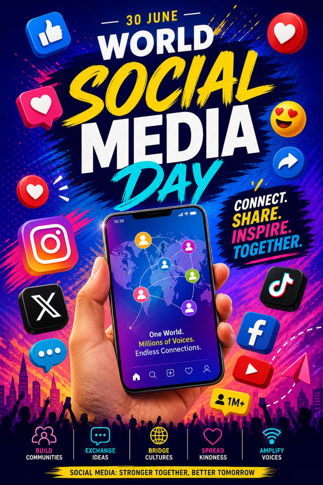 World Social Media Day Poster — vibrant style poster