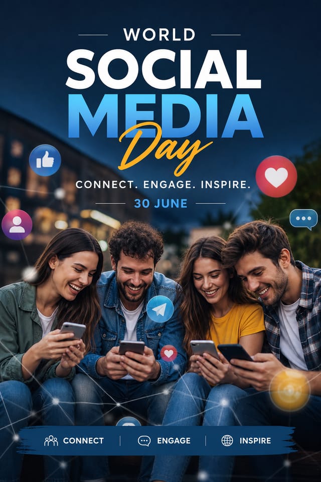 World Social Media Day Poster — photo-realistic style poster