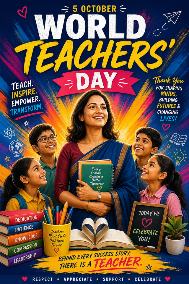 World Teachers’ Day Poster — vibrant style poster