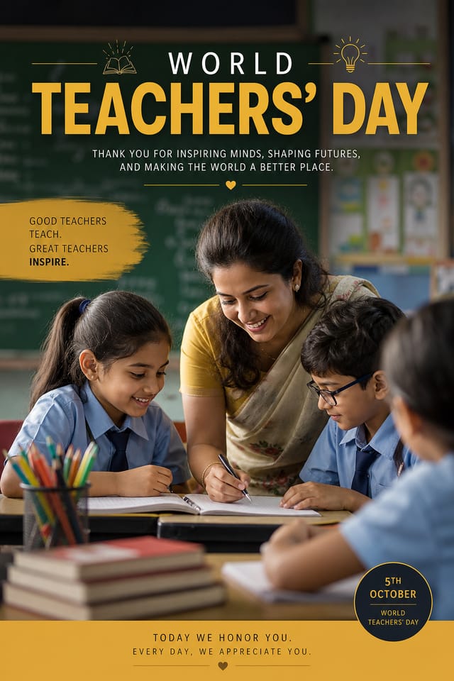 World Teachers’ Day Poster — photo-realistic style poster