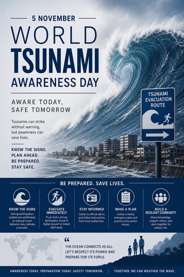 World Tsunami Awareness Day Poster — corporate style poster