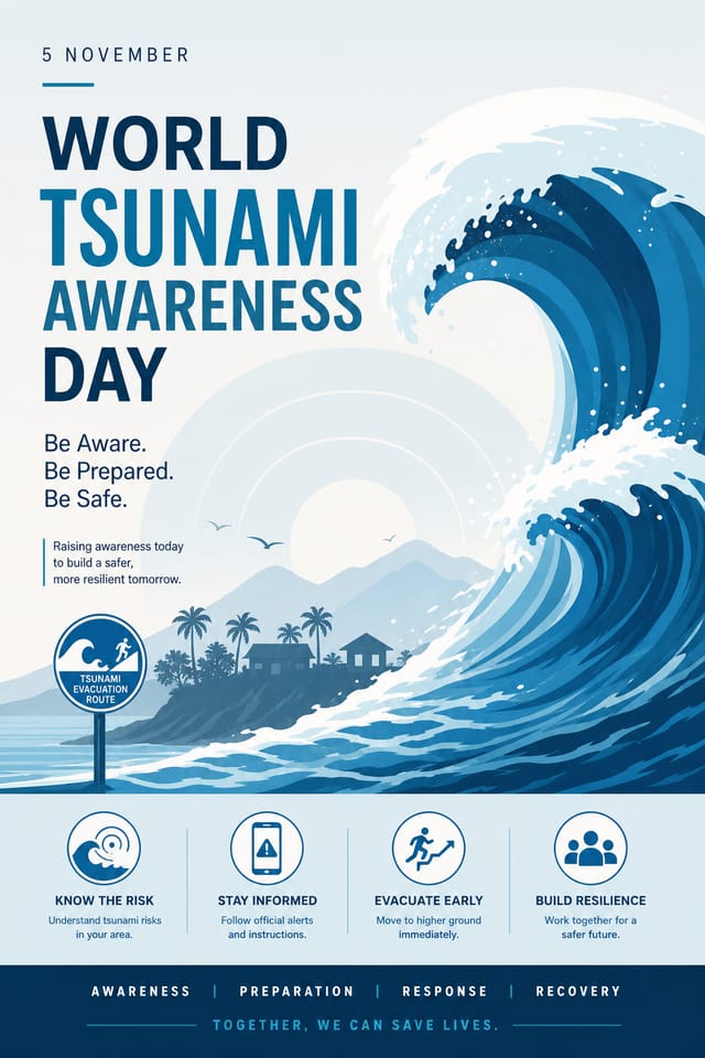 World Tsunami Awareness Day Poster — modern style poster