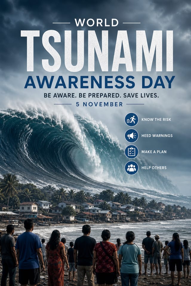 World Tsunami Awareness Day Poster — photo-realistic style poster