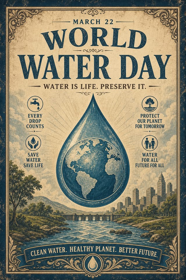 World Water Day Poster — vintage style poster