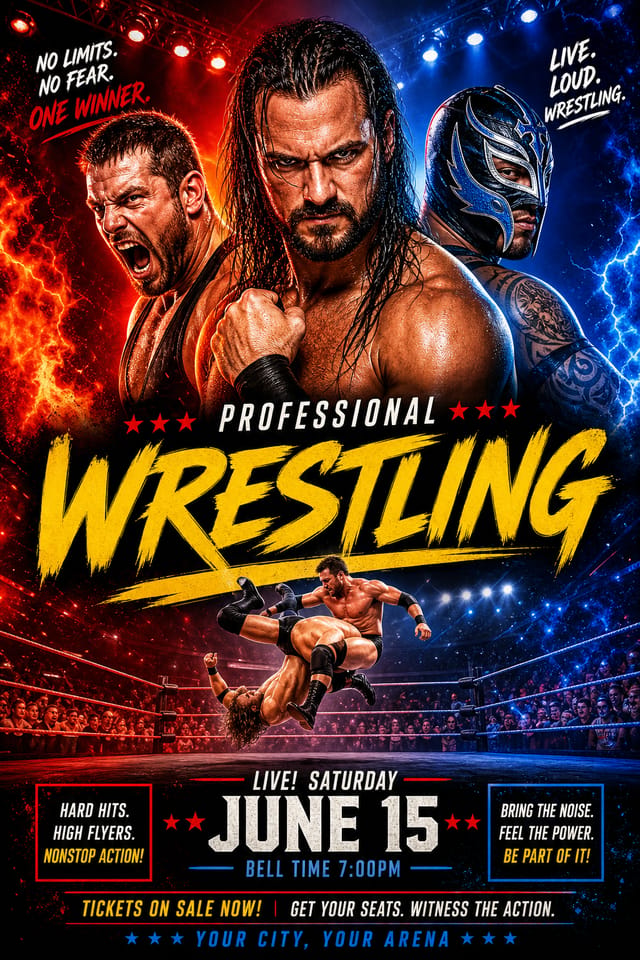 Wrestling Poster — vibrant style poster