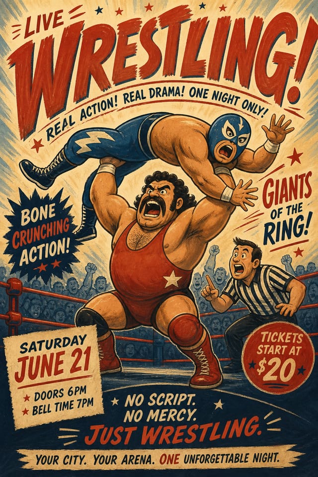 Wrestling Poster — illustration style poster