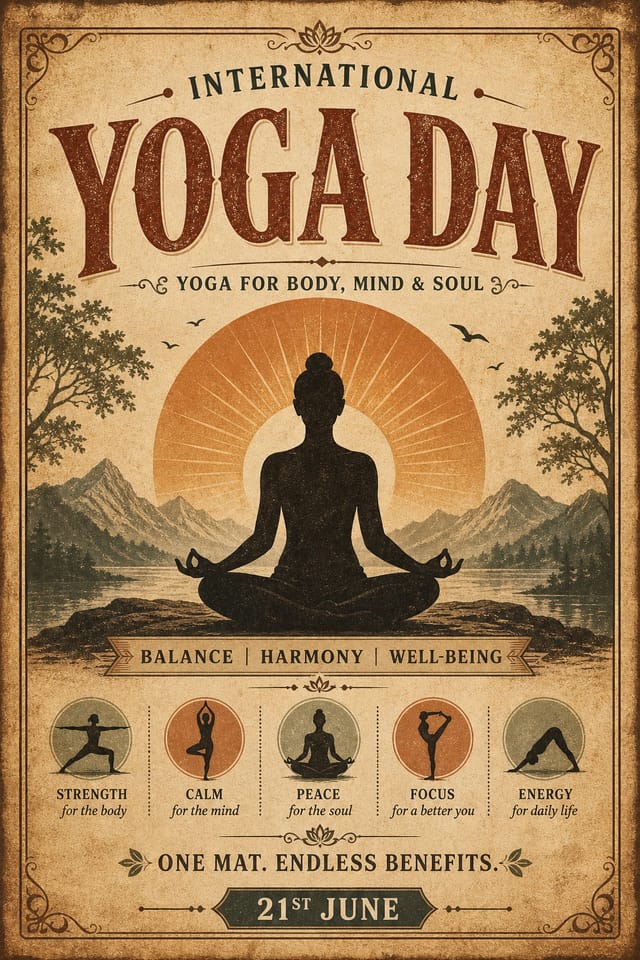 Yoga Day Poster — vintage style poster