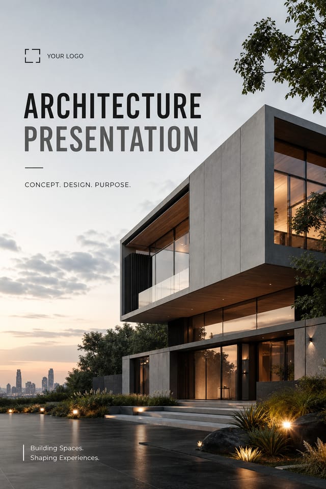 Architecture Presentation — photo-realistic style presentation cover slide