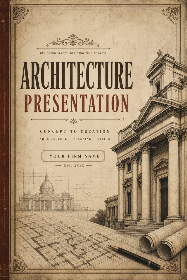 Architecture Presentation — vintage style presentation cover slide