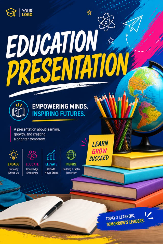 Education Presentation — vibrant style presentation cover slide