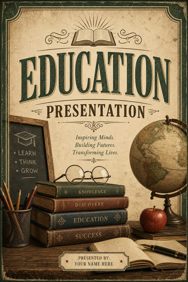 Education Presentation — vintage style presentation cover slide