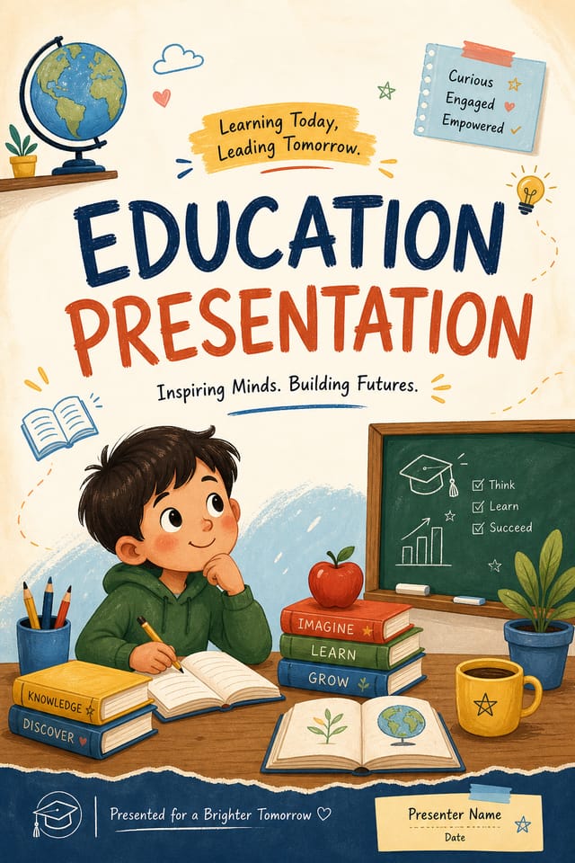 Education Presentation — illustration style presentation cover slide