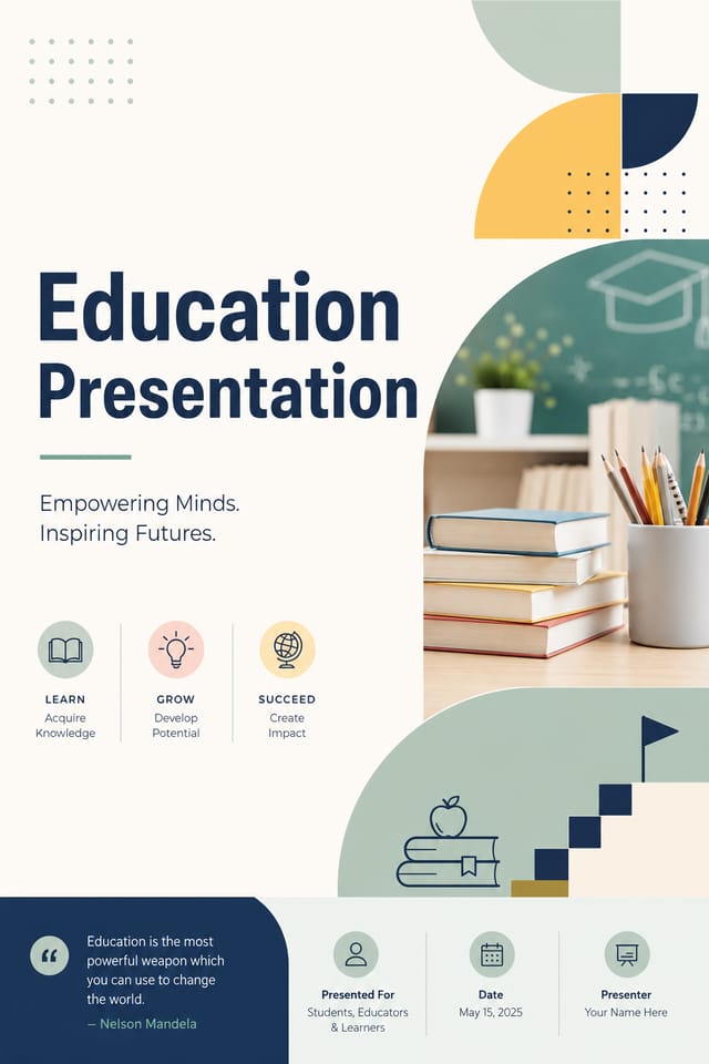 Education Presentation — modern style presentation cover slide