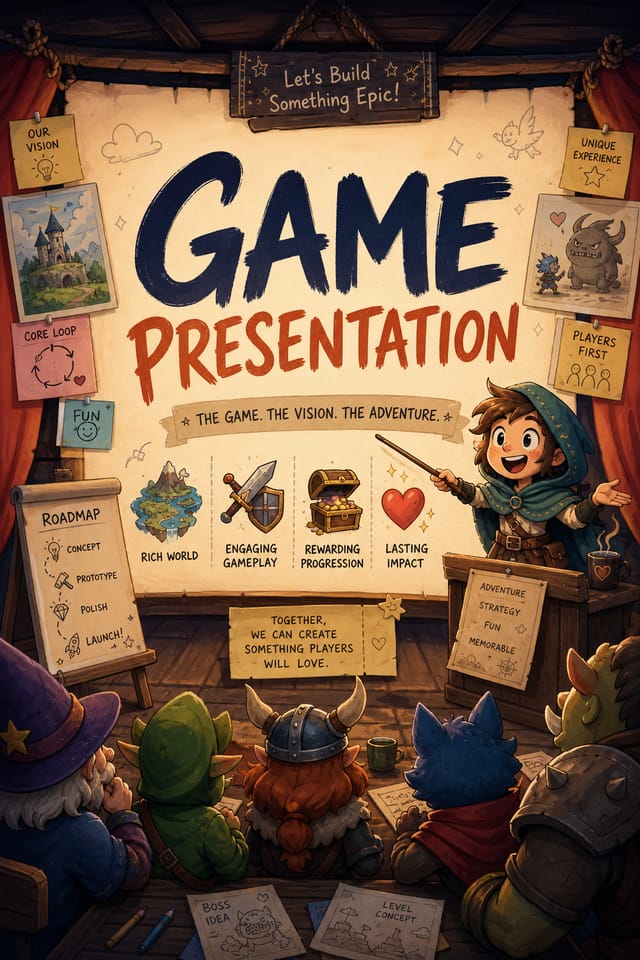 Game Presentation — illustration style presentation cover slide