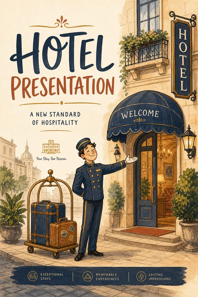 Hotel Presentation — illustration style presentation cover slide