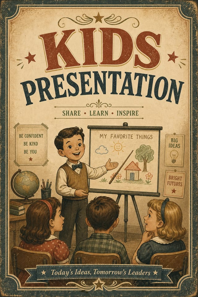 Kids Presentation — vintage style presentation cover slide