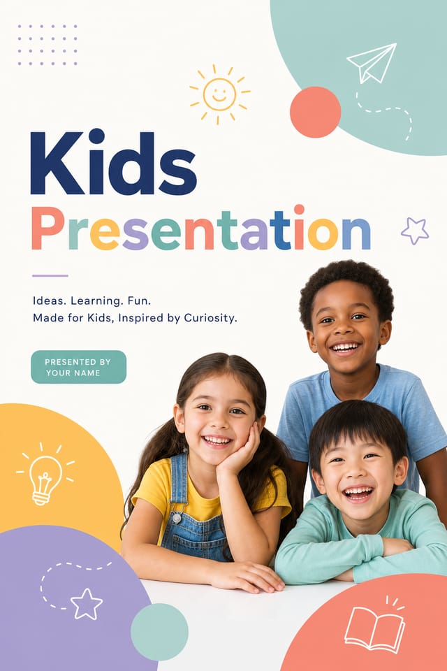 Kids Presentation — modern style presentation cover slide