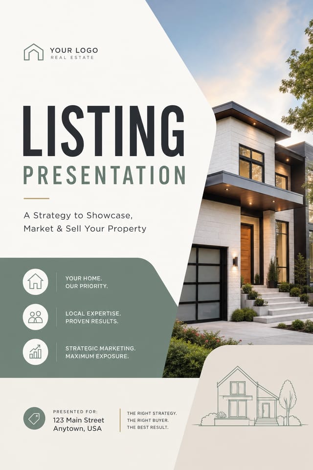 Listing Presentation — modern style presentation cover slide