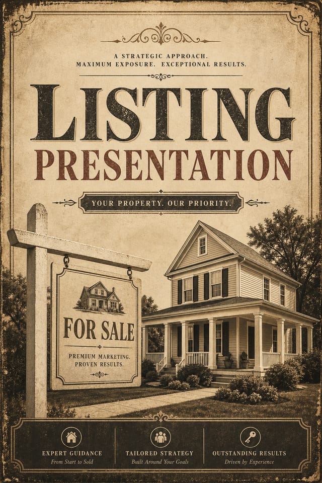 Listing Presentation — vintage style presentation cover slide