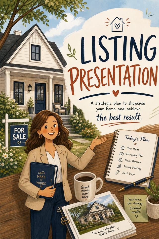 Listing Presentation — illustration style presentation cover slide