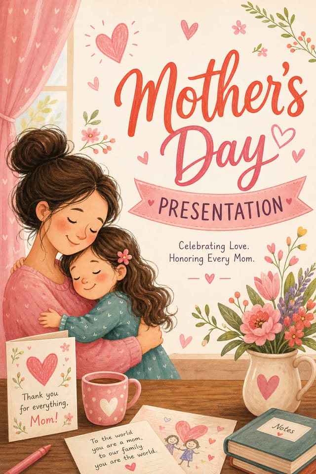 Mothers Day Presentation — illustration style presentation cover slide