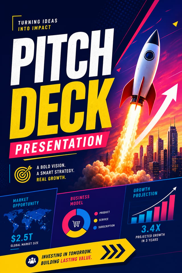 Pitch Deck Presentation — vibrant style presentation cover slide
