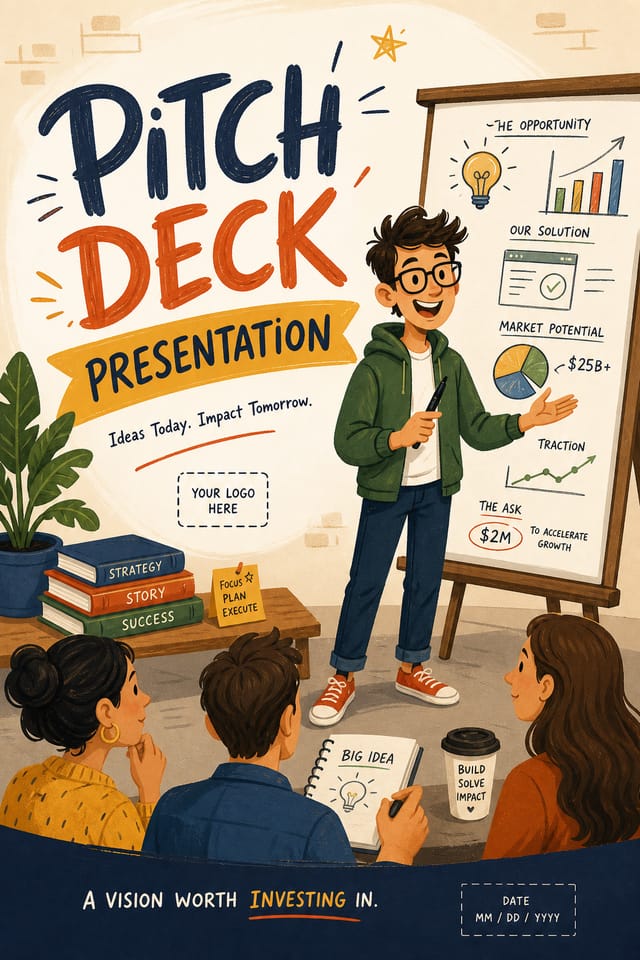 Pitch Deck Presentation — illustration style presentation cover slide