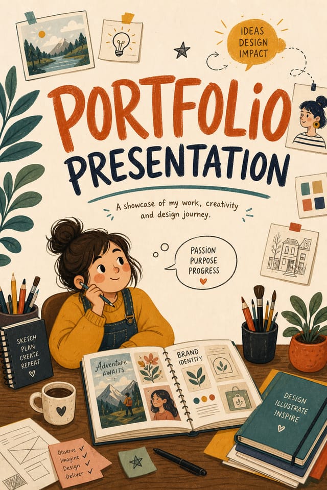 Portfolio Presentation — illustration style presentation cover slide