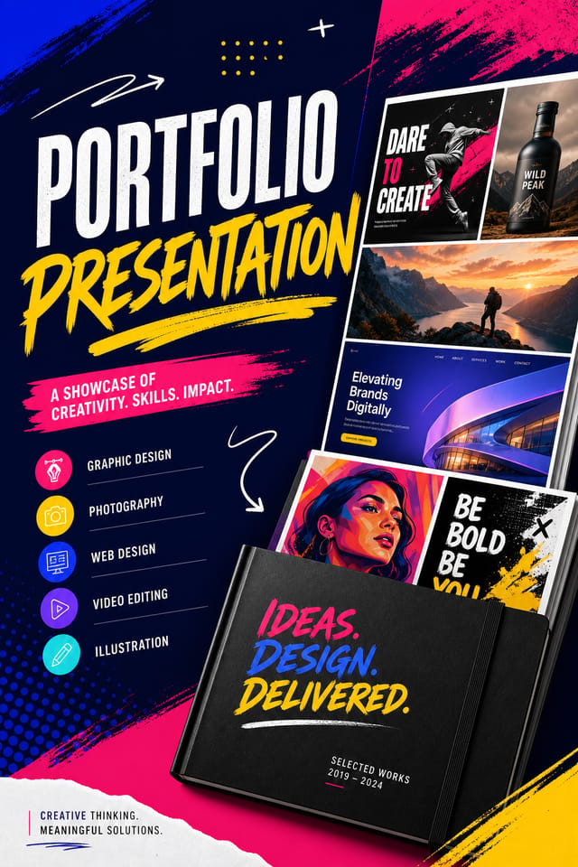 Portfolio Presentation — vibrant style presentation cover slide
