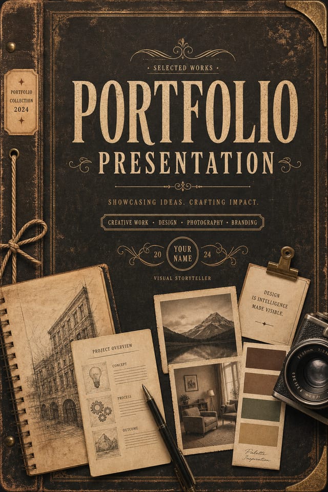 Portfolio Presentation — vintage style presentation cover slide