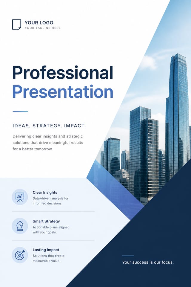 Professional Presentation — modern style presentation cover slide, featuring corporate gradient, clean grid layout, professional palette