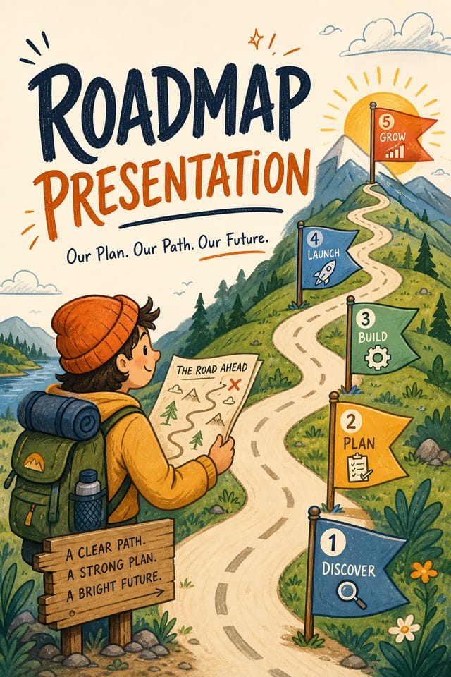 Roadmap Presentation — illustration style presentation cover slide
