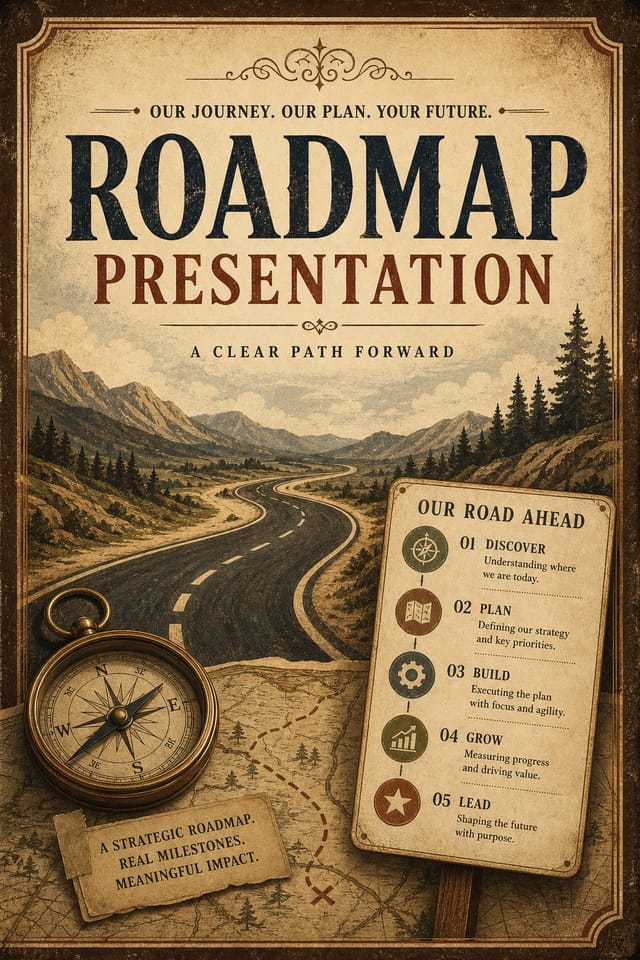 Roadmap Presentation — vintage style presentation cover slide
