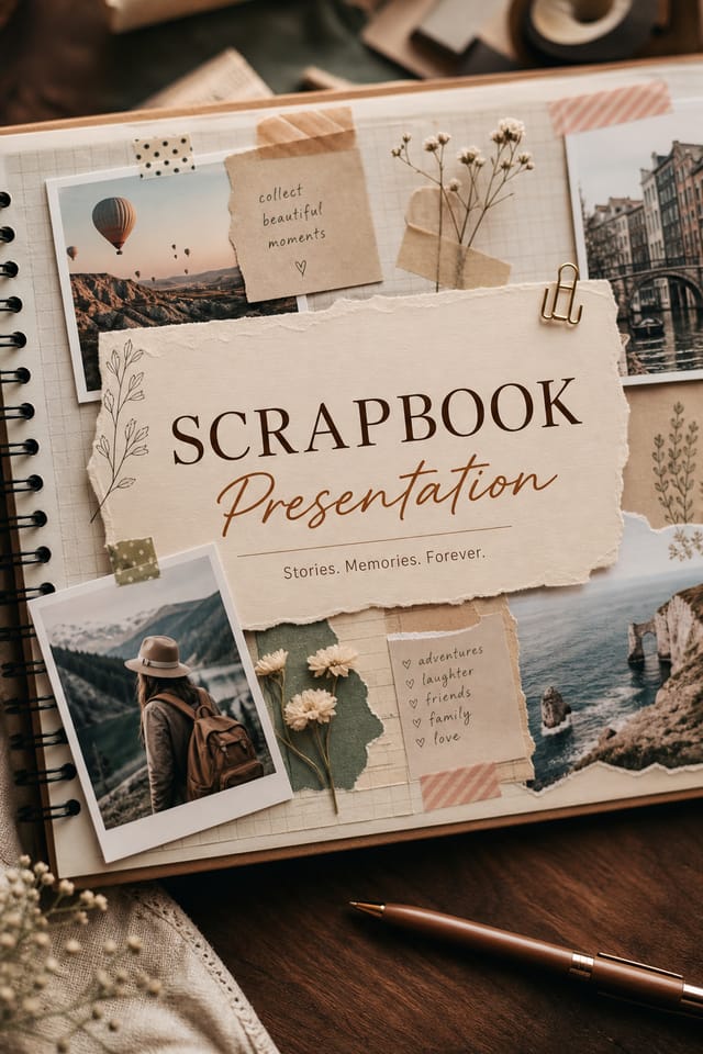 Scrapbook Presentation — photo-realistic style presentation cover slide