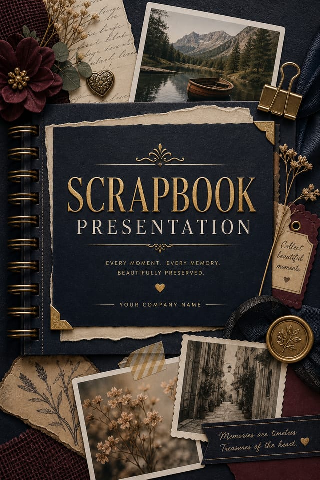 Scrapbook Presentation — elegant style presentation cover slide