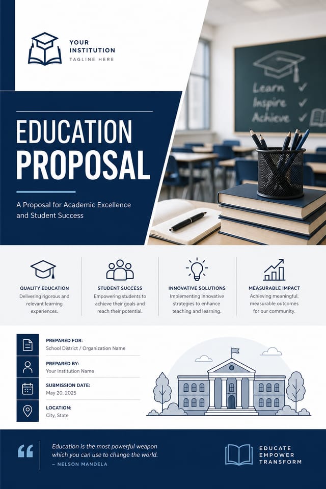 Education Proposal — corporate style proposal document cover