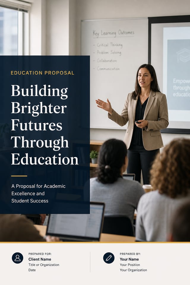 Education Proposal — photo-realistic style proposal document cover