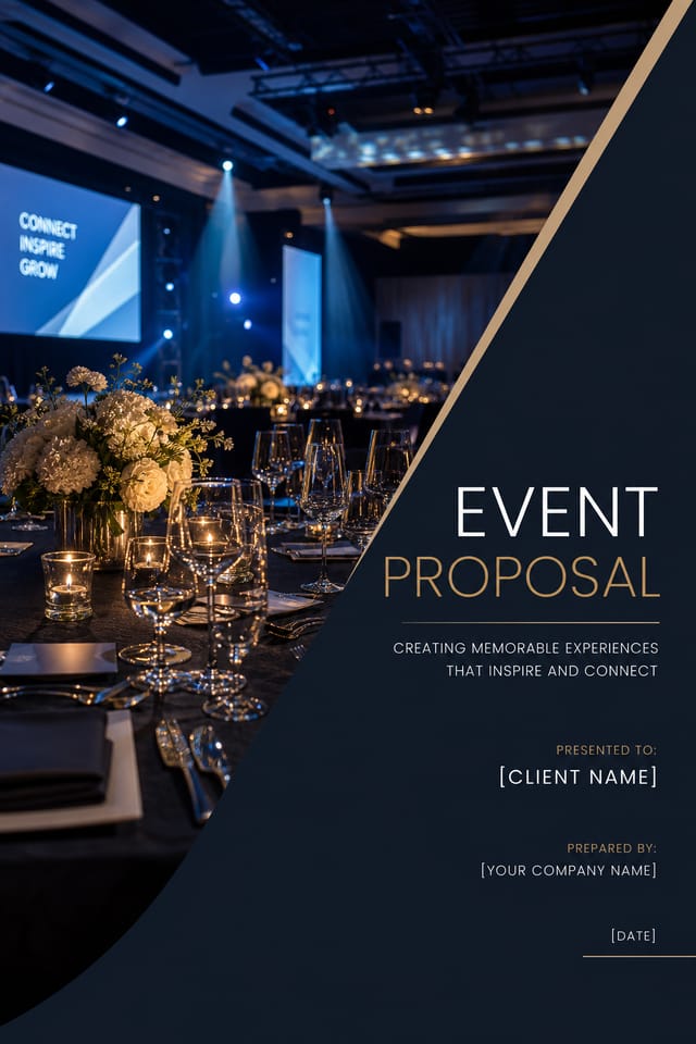 Event Proposal — photo-realistic style proposal document cover