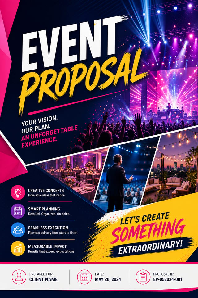 Event Proposal — vibrant style proposal document cover