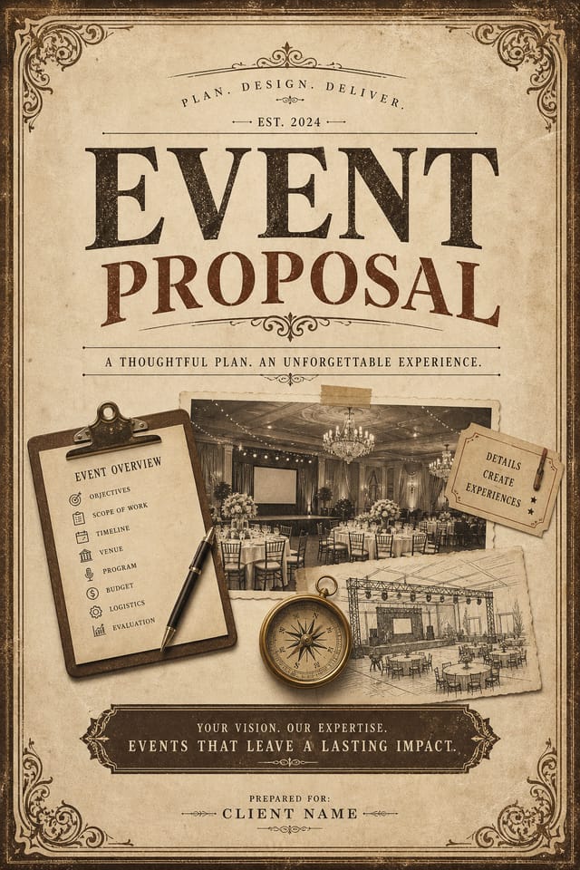 Event Proposal — vintage style proposal document cover
