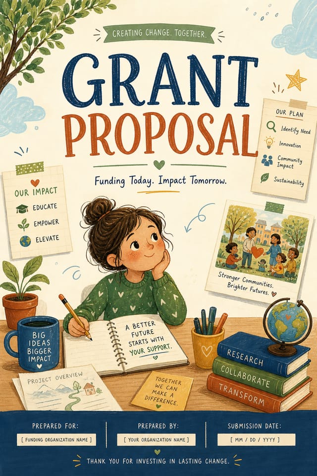 Grant Proposal — illustration style proposal document cover