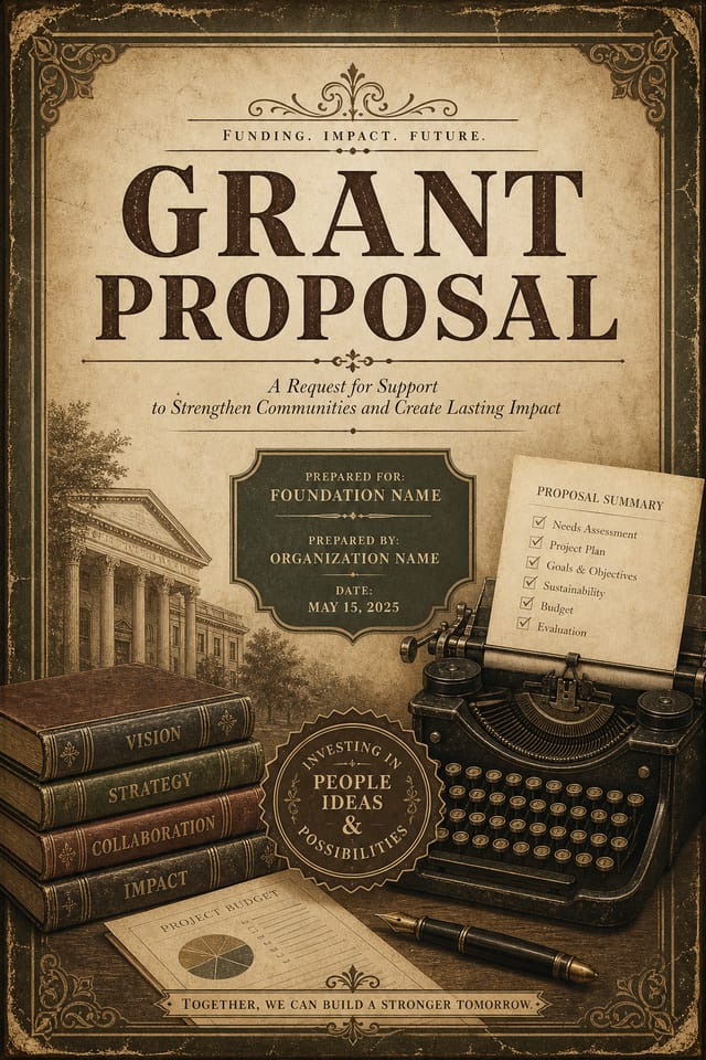 Grant Proposal — vintage style proposal document cover
