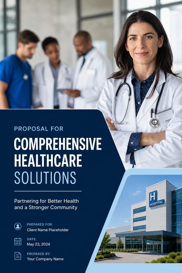 Healthcare Proposal — photo-realistic style proposal document cover