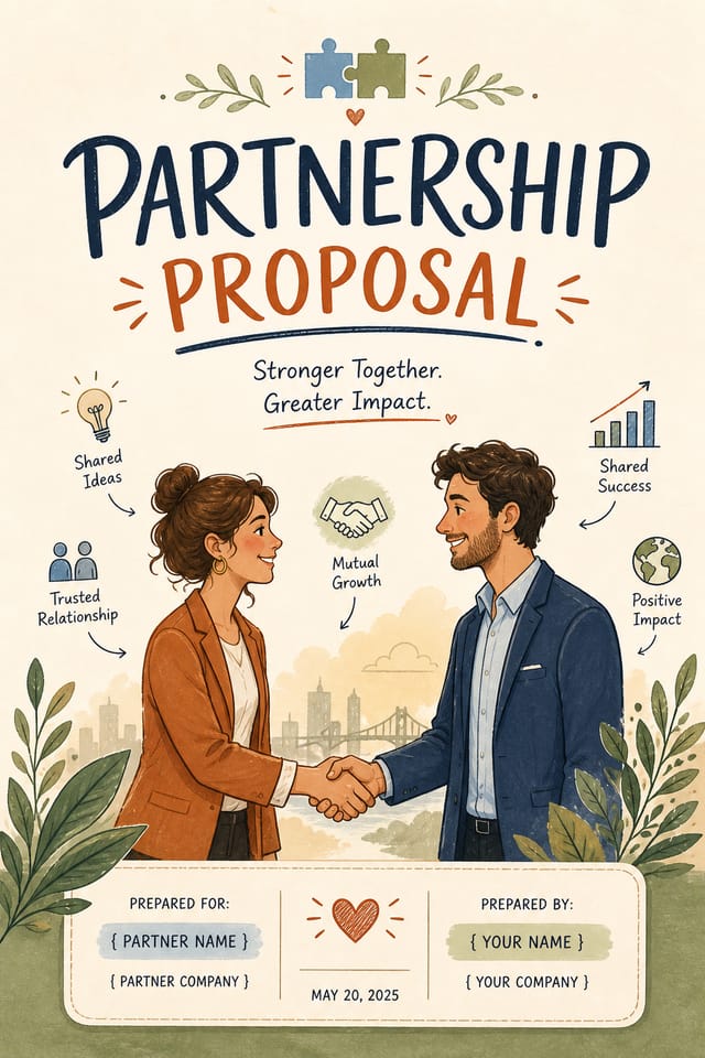 Partnership Proposal — illustration style proposal document cover