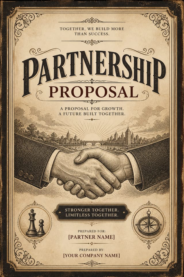 Partnership Proposal — vintage style proposal document cover
