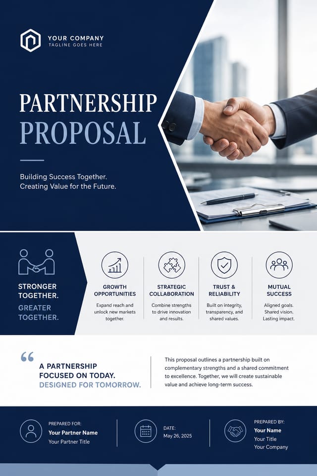 Partnership Proposal — corporate style proposal document cover