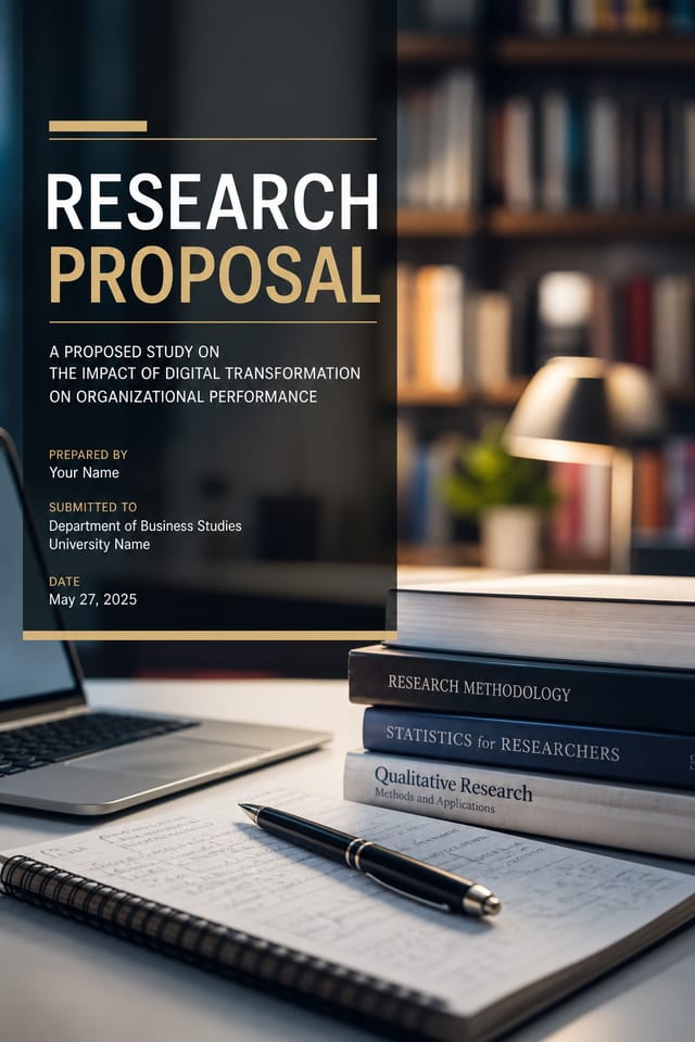 Research Proposal — photo-realistic style proposal document cover