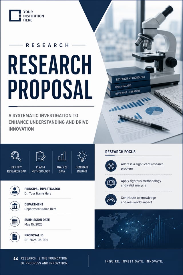 Research Proposal — corporate style proposal document cover