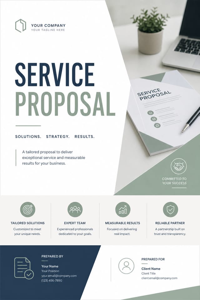 Service Proposal — modern style proposal document cover