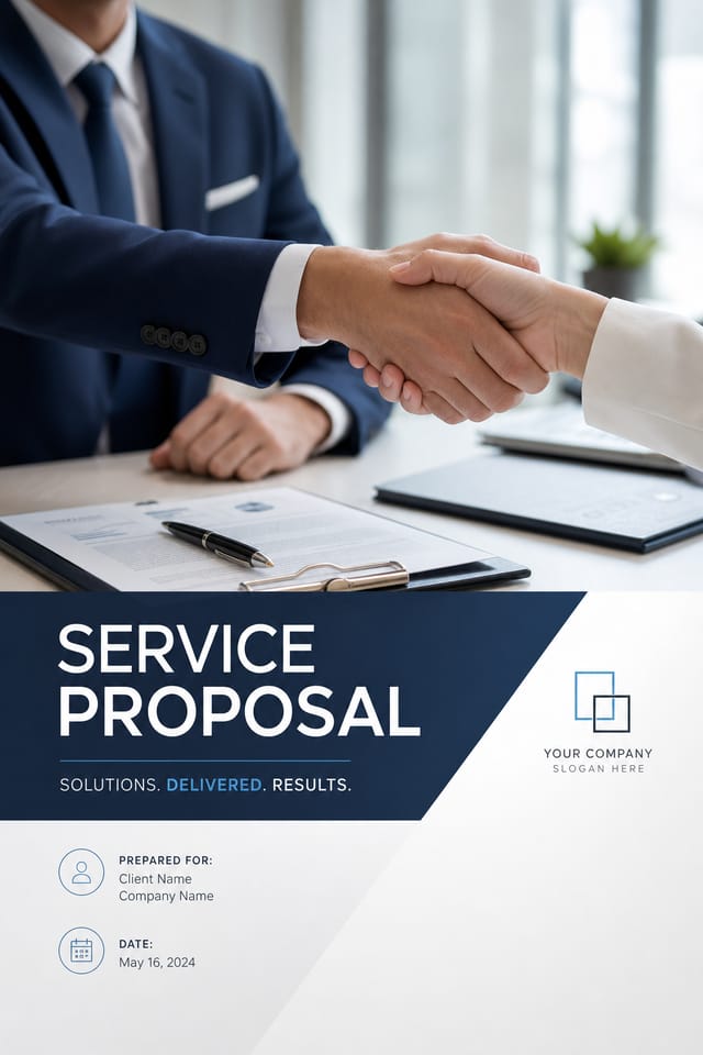 Service Proposal — photo-realistic style proposal document cover